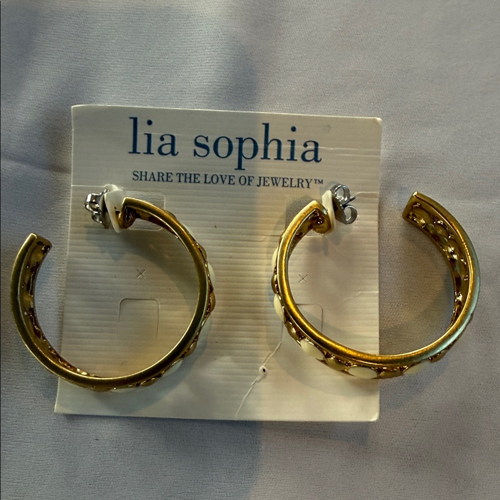 Lia Sophia Gold and Silver Hoop Earrings